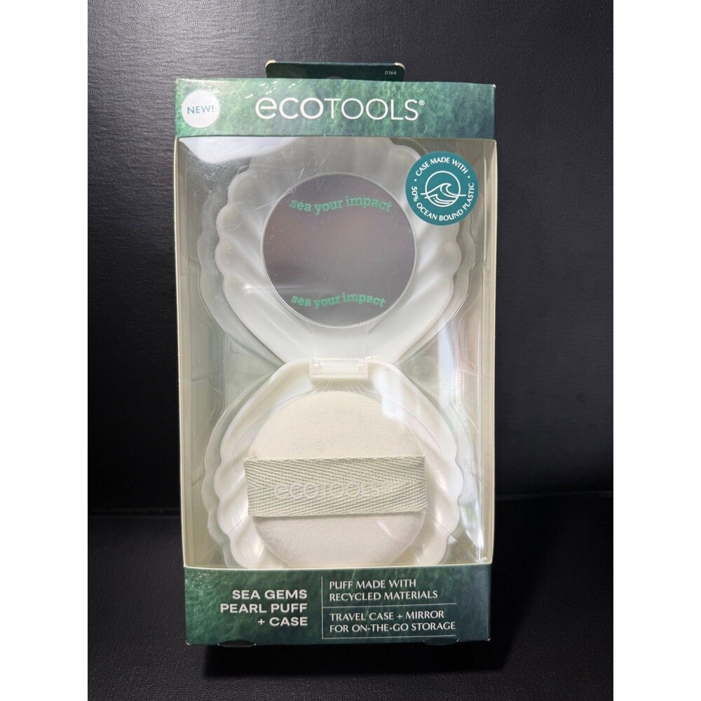 EcoTools Sea Gems Pearl Puff & Storage Case – Soft Makeup Blender Applicator